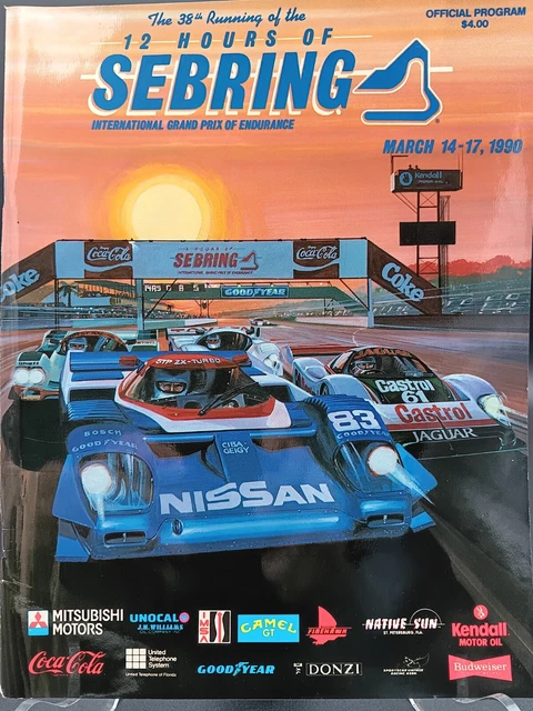 1990 SEBRING 12 HOURS SPORTS CAR ENDURANCE RACE PROGRAM Vintage GT
